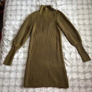 Anthropologie Moon River Sweater Crochet Button Dress Green Sz S